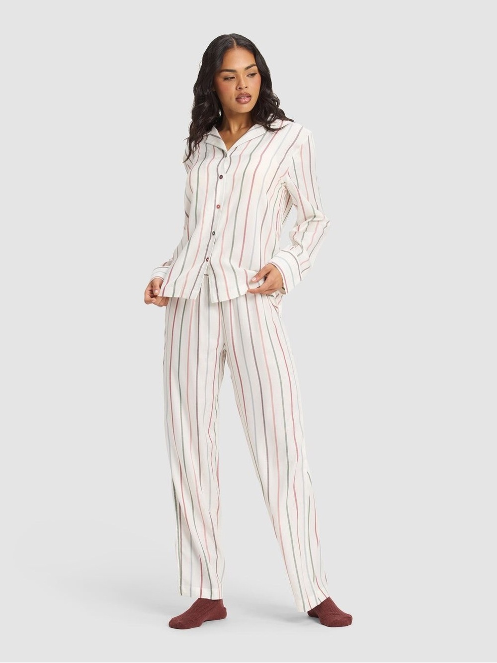 Cozy Earth Women's Cottage Striped Pajama Set Size Large